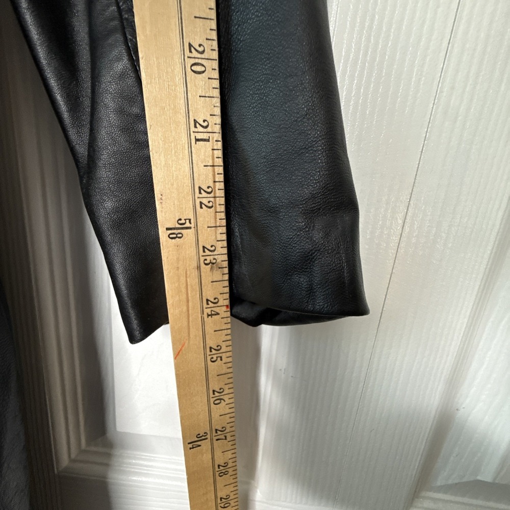 Genuine Leather Limited Women's Black Size Large, Long, Trenchcoat Jacket EUC - Picture 7 of 12